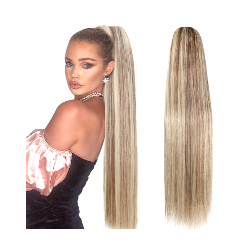 20-Inch Long Blonde Ponytail Extension - Sleek & Glamorous Hairpiece