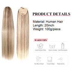 20-Inch Long Blonde Ponytail Extension - Sleek & Glamorous Hairpiece