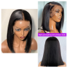 12-Inch Straight Bob Wig Human Hair - 13x4 Lace Wig, Pre-Plucked, 200% Density