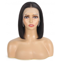 12-Inch Straight Bob Wig Human Hair - 13x4 Lace Wig, Pre-Plucked, 200% Density