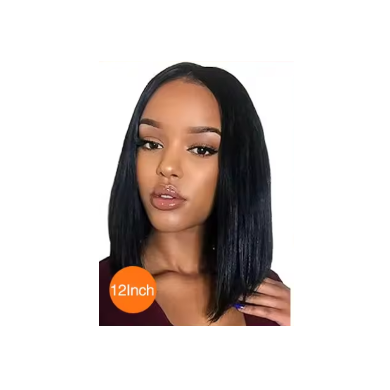 12 & 14-Inch Bob Lace Front Wig Human Hair Straight - 13x4 Lace Wig, 180% Density