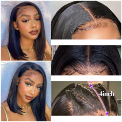 14-Inch Bob Wig Human Hair - 13x4 Lace Wig, Pre-Plugged, 180% Density