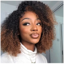 12-Inch Ombre Brown Curly Bob - 200% Density