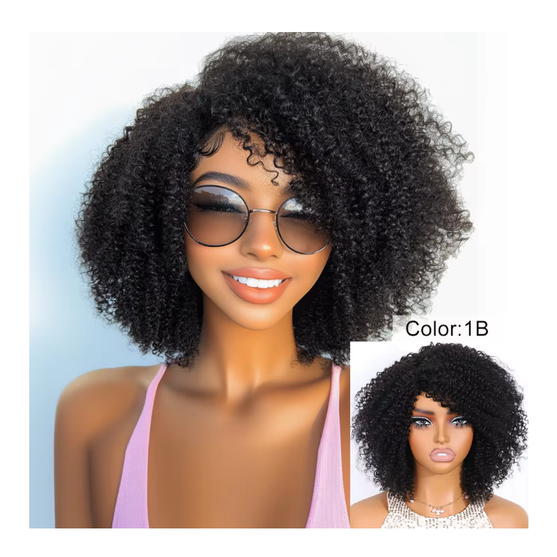 12-Inch Black Curly Bob - 200% Density