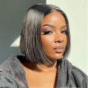 8-Inch Short Straight Brazilian Remy Bob Lace Wig - Glueless Middle Part Pixie Wig