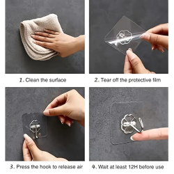 Transparent Self-Adhesive Wall Hook (6cm x 6cm)