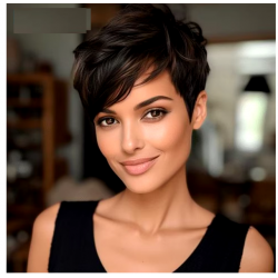 6-Inch Short Straight Brazilian Remy Bob Lace Wig - Glueless Middle Part Pixie Wig