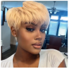 8-Inch Blonde Pixie Cut Straight Bob Wig with Bangs - Brazilian Remy Human Hair