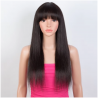 18-Inch Black Bone Straight Wig with Curtain Bangs - Brazilian Remy Human Hair