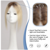 12-Inch Blonde Brown Silk Base Straight Hair Topper - 100% Remy Human Hair Clip-In, 150% Density