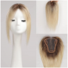 12-Inch Blonde Brown Silk Base Straight Hair Topper - 100% Remy Human Hair Clip-In, 150% Density