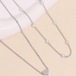 Delicate Heart Pendant Faux Pearl Clavicle Necklace