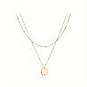 Monochrome Alloy Round Pendant Necklace