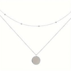 Monochrome Alloy Round Pendant Necklace