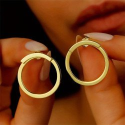 Geometric Golden Circular Earrings