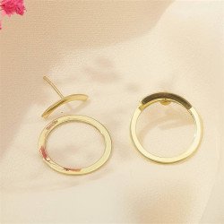 Geometric Golden Circular Earrings