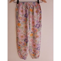 Colourful Flower Print Kids Loose Fitting Pants - 128cm