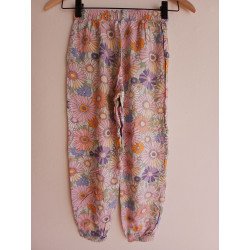 Colourful Flower Print Kids Loose Fitting Pants - 128cm