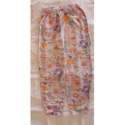 Colourful Flower Print Kids Loose Fitting Pants - 128cm