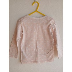 White Hearts long Sleeve Push Button - 86/92cm